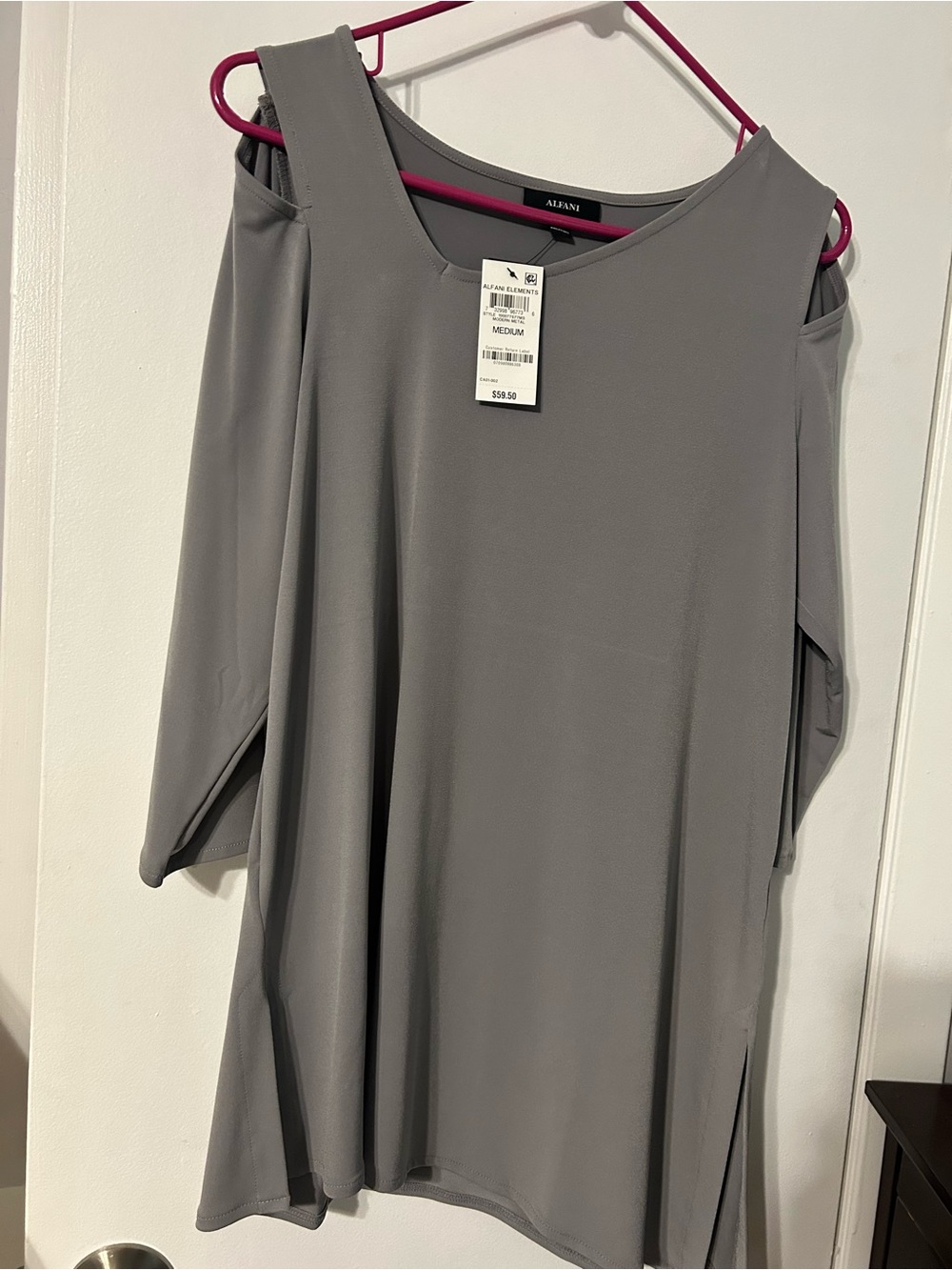 Alfani Women's Gray Cold-Shoulder Top